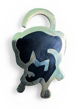Duri Black Cat Graphic Art Pin Brooch Gold Tone Vintage 80’s Women’s Jewelry